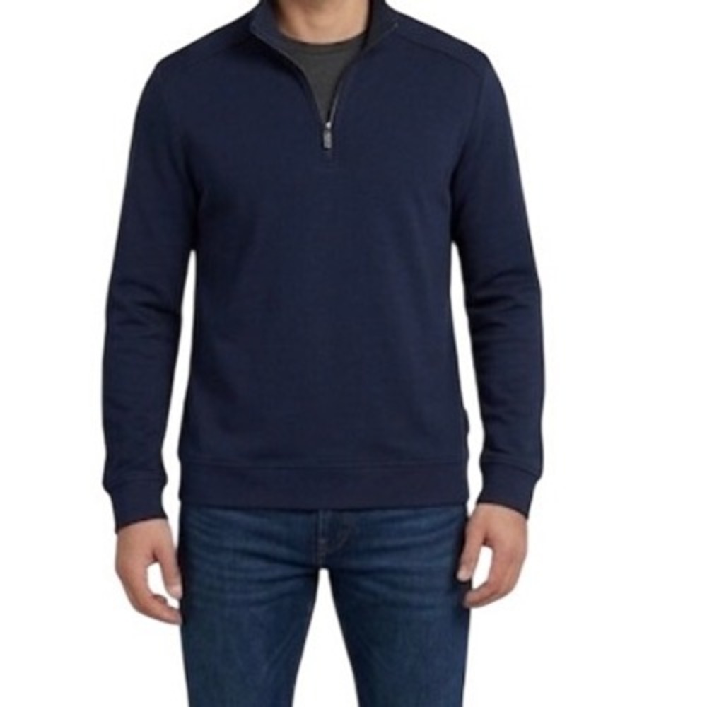 TED BAKER Mens Navy Blue mock Neck Quarter Zip Pullover Size 4 L‎
